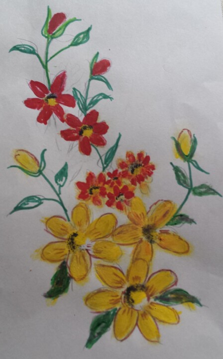 Peinture intitulée "Flores matizadas de…" par Silvia Josiah, Œuvre d'art originale, Acrylique