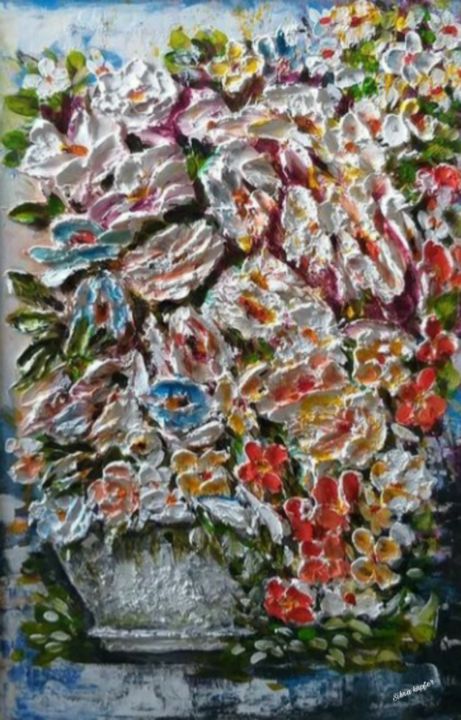 Schilderij getiteld "Flores" door Silvia Kupfer, Origineel Kunstwerk, Acryl