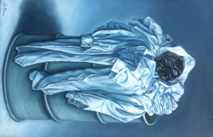 Ζωγραφική με τίτλο "Dismissione-in-blu" από Silvia Rea, Αυθεντικά έργα τέχνης, Άλλος