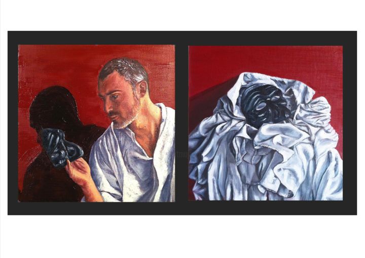 Картина под названием "Dismissione in rosso" - Silvia Rea, Подлинное произведение искусства, Масло