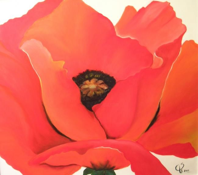 Pintura titulada "Amapola roja" por Silvia Vazquez, Obra de arte original, Oleo