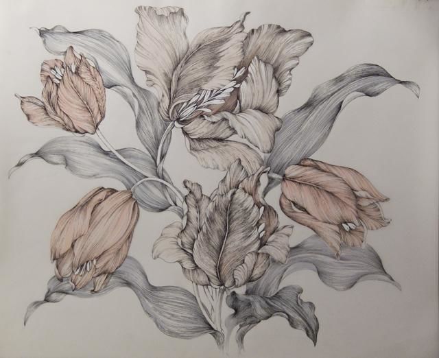 Pittura intitolato "tulipani" da Silvia Benfenati, Opera d'arte originale, Altro