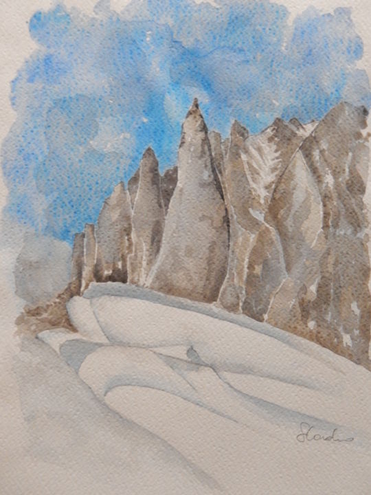 Painting titled "Grand Capucin" by Silvia Cordero, Original Artwork, Watercolor