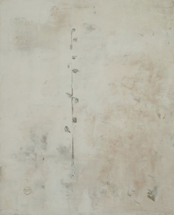 Peinture intitulée "germoglio-rosa-61x5…" par Silvia Leveroni Calvi, Œuvre d'art originale