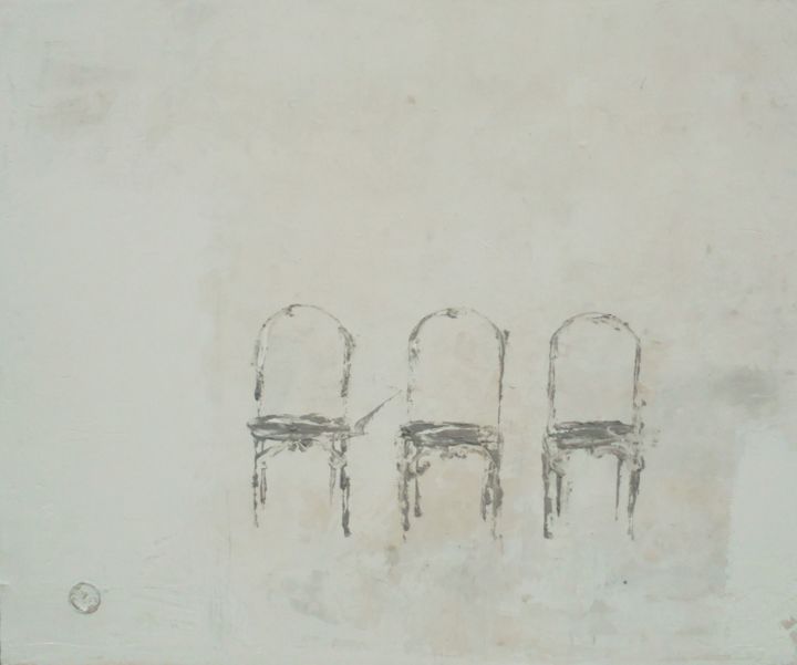Peinture intitulée "le-tre-sedie-55x46.…" par Silvia Leveroni Calvi, Œuvre d'art originale