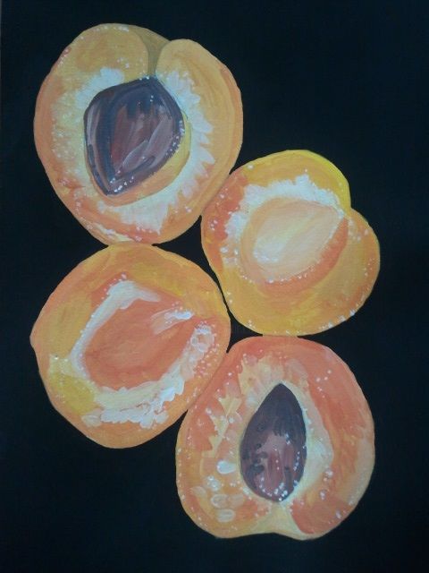 Malerei mit dem Titel "apricots.jpg" von Silvia Massaiu, Original-Kunstwerk, Tempera