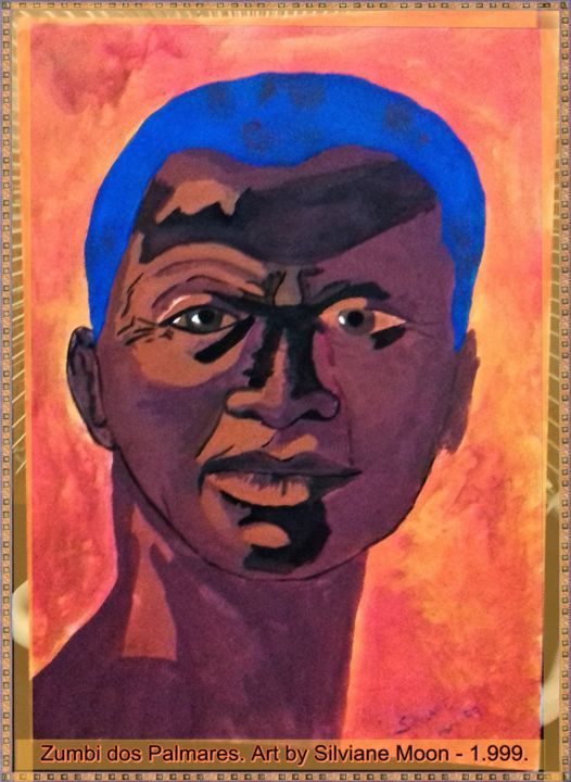 Zumbi dos Palmares - Drawing ©1999 by Silviane Moon -
Illustration, Modernism, Pop Art, Realism, Portraiture, Paper, Celebrity, Cinema, Colors, Culture, World Culture, Sports, History, Men, Portraits, SilvianeMoon, Pintura, Painting, Desenho, Drawing, Arte, Art, pin up, Zumbi, Zumbi dos Palmares