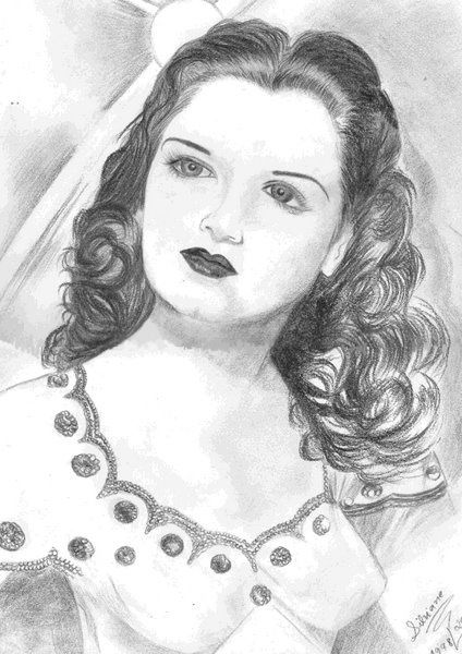Drawing titled "Peggy Ryan" by Silviane Moon, Original Artwork