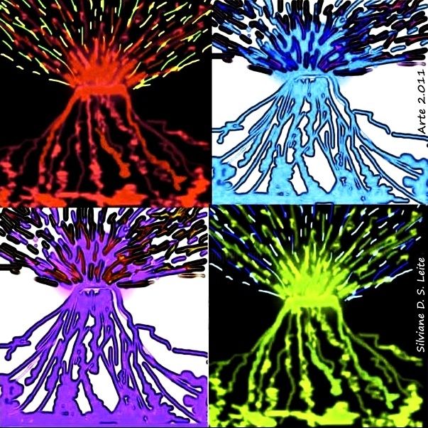 Arte digital titulada "Vulcões em erupção" por Silviane Moon, Obra de arte original, Pintura Digital