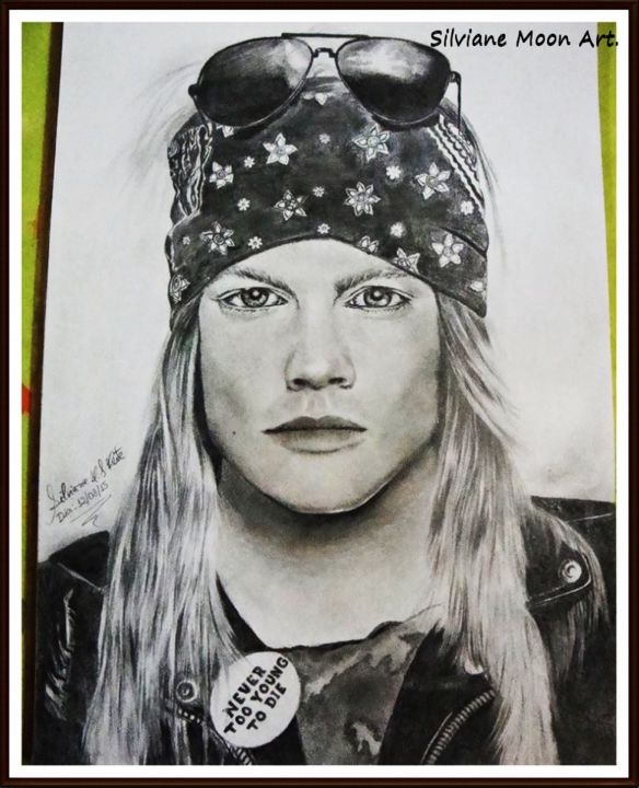 Dibujo titulada "Axl Rose." por Silviane Moon, Obra de arte original, Grafito