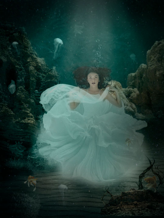 「Runaway Bride」というタイトルのデジタルアーツ Silvija Treiceによって, オリジナルのアートワーク, 写真モンタージュ