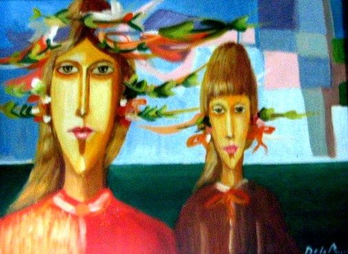 Painting titled "Las Hermnas" by Silvio De La Cruz, Original Artwork