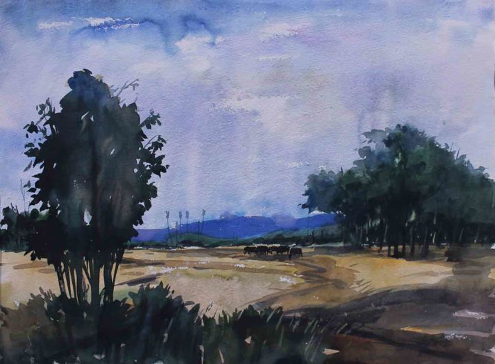 Painting titled "Landscape - SB061" by Sima Arts Gallery, Original Artwork