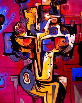 Картина под названием "PINTURA VI" - Simeón Gonzales, Подлинное произведение искусства, Масло