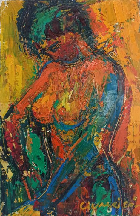 Painting titled "Nude" by Simion Ciumeica, Original Artwork, Oil
