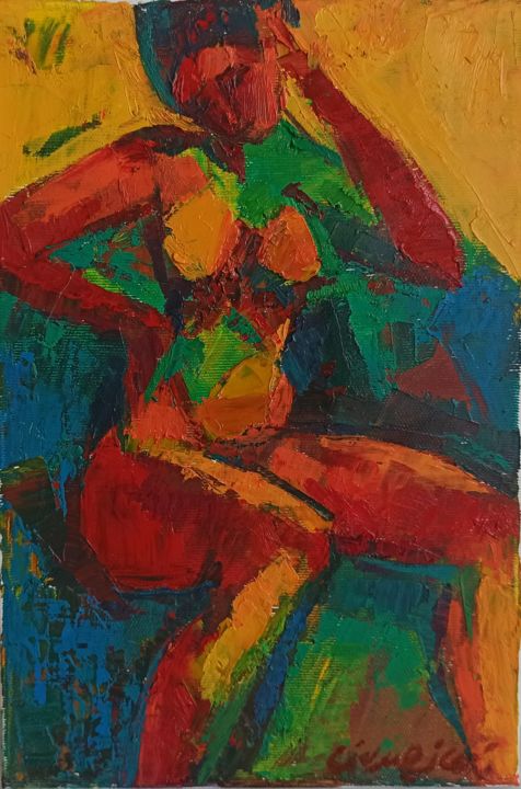 Painting titled "Nude 3" by Simion Ciumeica, Original Artwork, Oil
