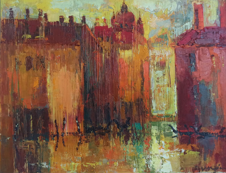 Painting titled "Venice" by Simion Ciumeica, Original Artwork, Oil