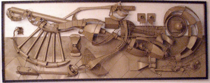 Sculpture titled "Techno Wall Piece #1" by Simon Berson, Original Artwork, Mixed Media