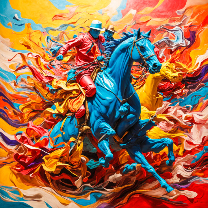 Arts numériques intitulée "Equus colora" par Simon Dara, Œuvre d'art originale, Image générée par l'IA