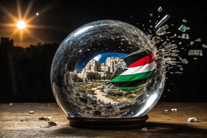 Arts numériques intitulée "Palestine's last day" par Simon Dara, Œuvre d'art originale, Image générée par l'IA