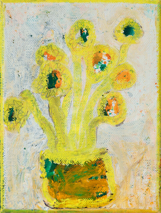 Картина под названием "Dead Flowers In A W…" - Simon Findlay, Подлинное произведение искусства, Масло
