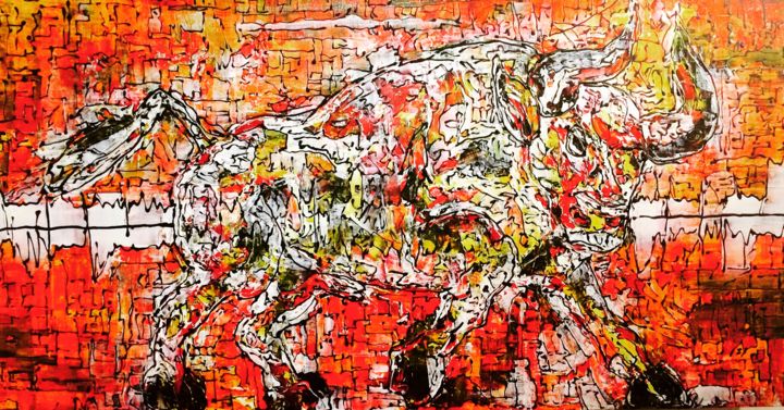 Pittura intitolato "Toro Pulse" da Hacheyartiste, Opera d'arte originale, Acrilico