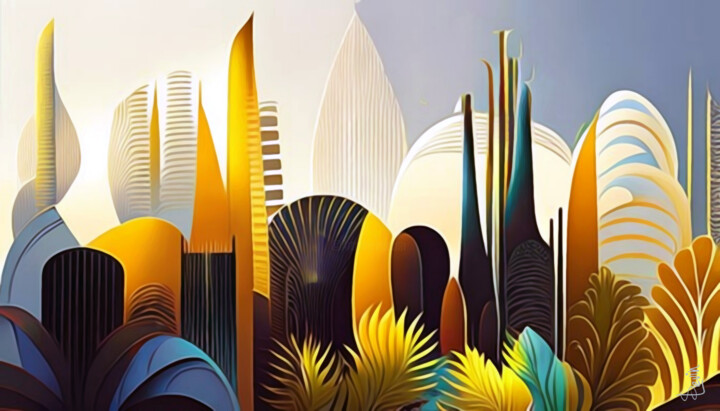 Artes digitais intitulada "cityscape artwork" por Simon Levin, Obras de arte originais, Pintura digital