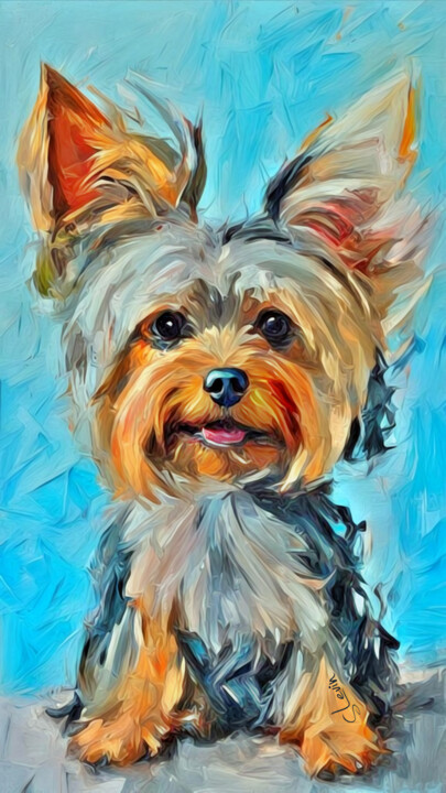 Digital Arts titled "yorkshire terrier" by Simon Levin, Original Artwork, Digital Painting