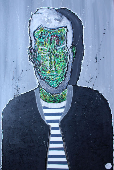 Painting titled "self-portrait-2" by Simon Ispak, Original Artwork, Acrylic