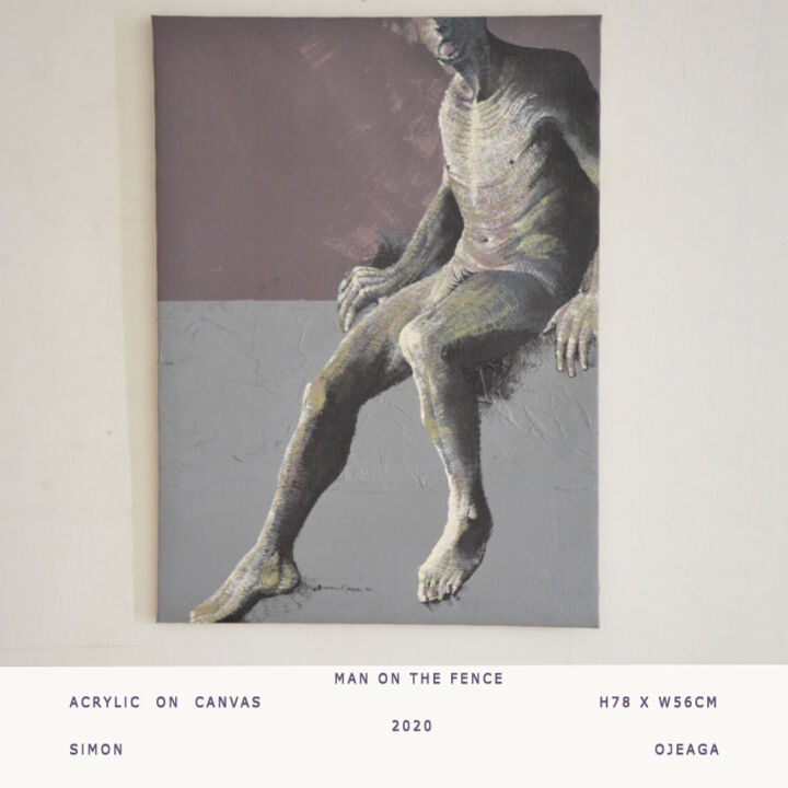 Pintura intitulada "Man On The Fence" por Simon Ojeaga Signature Art Gallery, Obras de arte originais, Acrílico