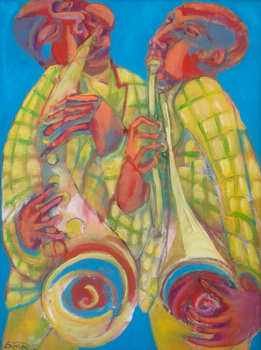 Painting titled "jazz dudes (2)" by Simon Taylor, Original Artwork