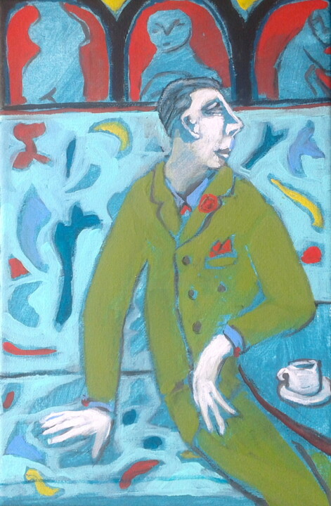 Painting titled "cafe" by Simon Taylor, Original Artwork
