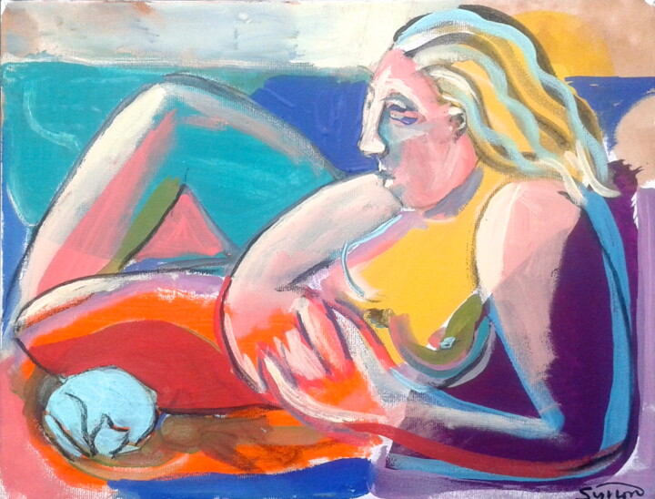 绘画 标题为“reclining nude” 由Simon Taylor, 原创艺术品