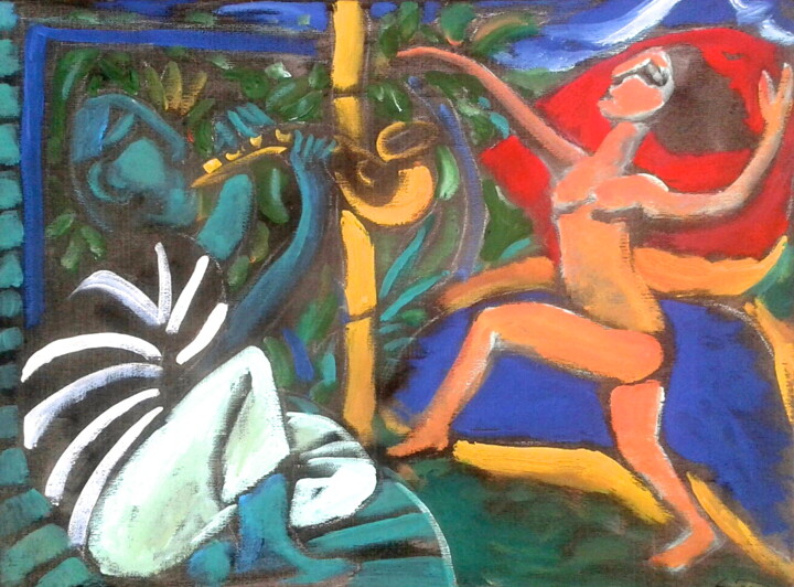 Malerei mit dem Titel "tropical dance" von Simon Taylor, Original-Kunstwerk