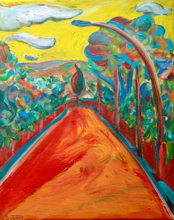 Painting titled "road" by Simon Taylor, Original Artwork, Acrylic
