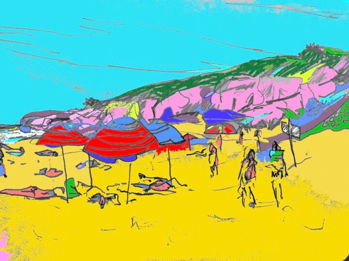 Digital Arts titled "beach" by Simon Taylor, Original Artwork, Digital Painting