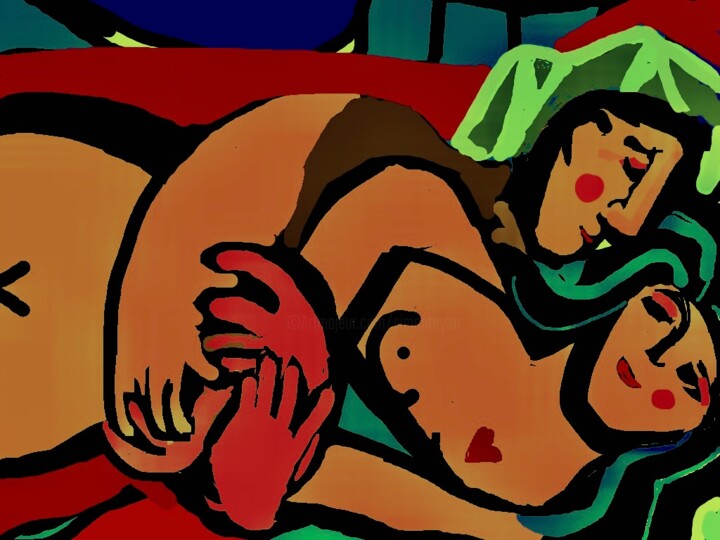 Artes digitais intitulada "lovers" por Simon Taylor, Obras de arte originais, Pintura digital
