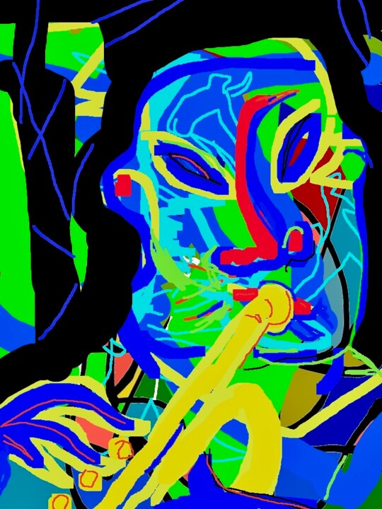 Digital Arts titled "trumpet" by Simon Taylor, Original Artwork, Digital Painting