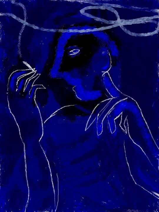 Digital Arts με τίτλο "blue smoke" από Simon Taylor, Αυθεντικά έργα τέχνης, Ψηφιακή ζωγραφική