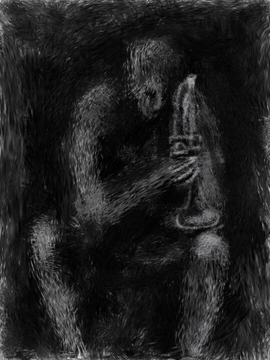 Digital Arts titled "black trumpet" by Simon Taylor, Original Artwork, Digital Painting