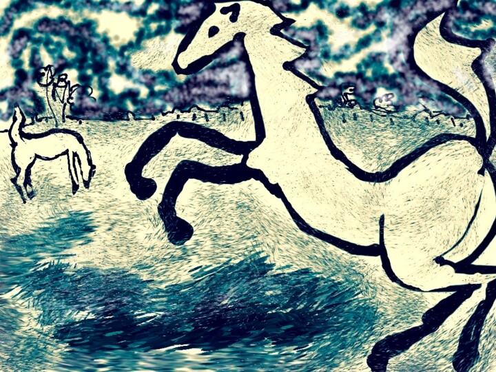 Digital Arts titled "horse 2" by Simon Taylor, Original Artwork, Digital Painting