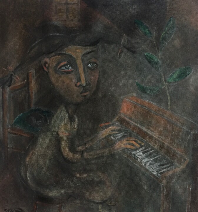 "girl at piano 3" başlıklı Tablo Simon Taylor tarafından, Orijinal sanat, Akrilik