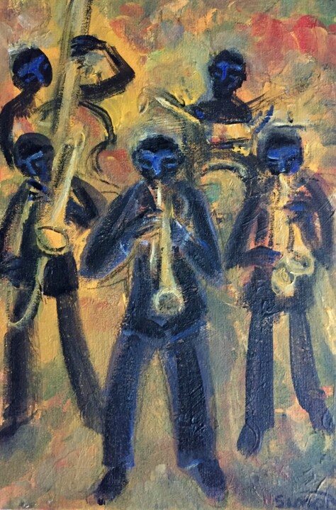 Painting titled "band 9" by Simon Taylor, Original Artwork, Acrylic