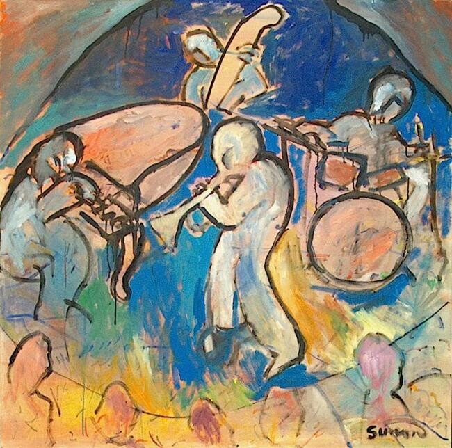Painting titled "Jazz quartet" by Simon Taylor, Original Artwork
