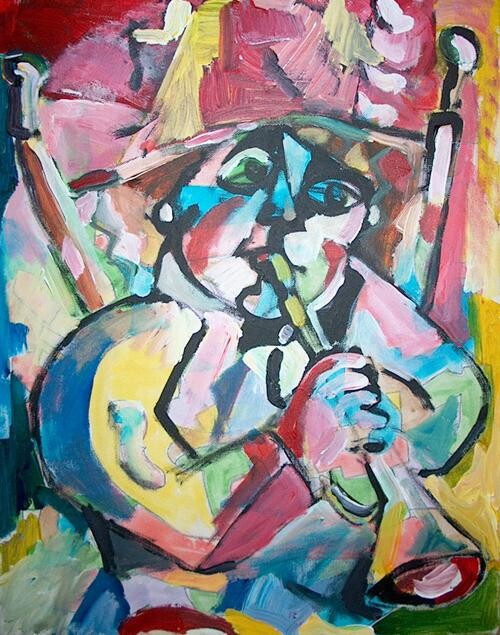 Painting titled "the musician" by Simon Taylor, Original Artwork