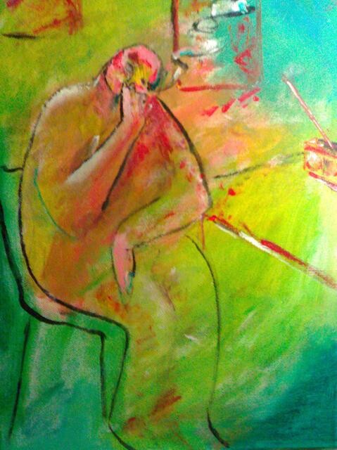 Schilderij getiteld "smoker" door Simon Taylor, Origineel Kunstwerk