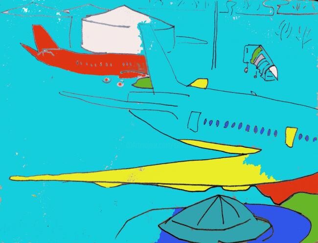Drawing titled "Airport" by Simon Taylor, Original Artwork