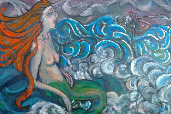 绘画 标题为“mermaid and the sai…” 由Simon Taylor, 原创艺术品, 其他