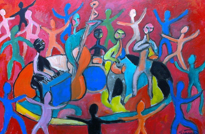 Painting titled "happy jazz" by Simon Taylor, Original Artwork