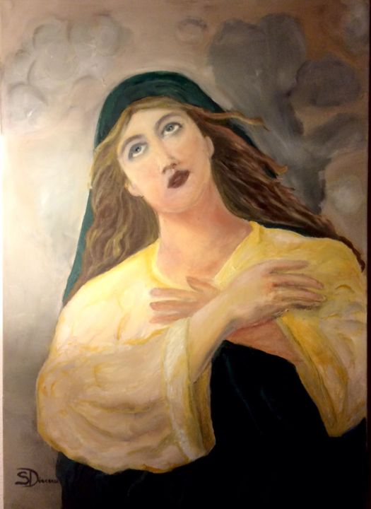 Painting titled "Virgin Mary" by Simona Diaconu, Original Artwork